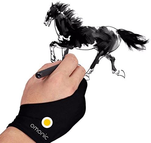 2 Pack Omonic Artist Glove Two Finger Glove for Light Box Graphic Graphics Drawing Tablet Light Box Tracing Light Pad Drawing Tablet Glove,Free Size Prevents Smudges