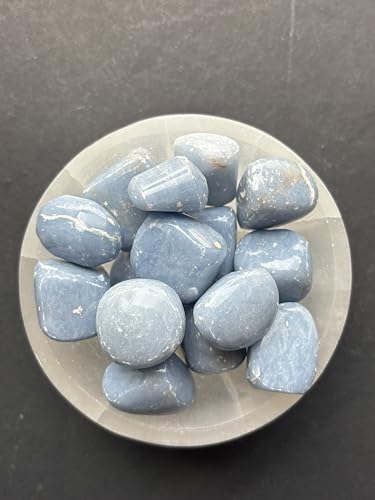 Image of Tumbled Stones, Natural Crystal Healing Stones, Home Office Decor, Aquarium Decorative Pebbles, Vase Fillers (Blue Lace Agate, 50)