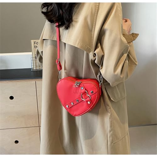 Shoulder Bags Heart Shape Rivet Crossbody Bag Leather Phone Bag for Girl Women3