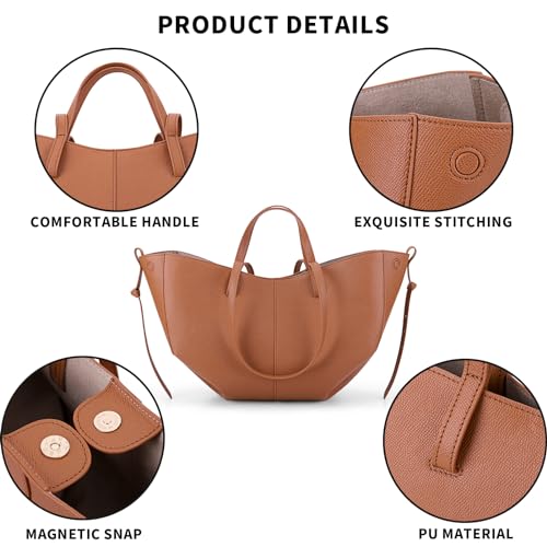 Image of Vegan Leather Tote Handbag Large Capacity Top-handle Purse Shoulder Bags for Woman Trendy Tote Top Handle Satchel