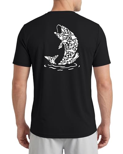 Image of FISHEAL Men's UPF 50+ Swim Fishing Graphic Shirts, Short Sleeve UV Sun Protection T-Shirt, Quick Dry Beach Water Rash Guard