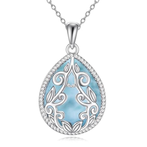 Pendentif lapis lazuli et argent sterling 925, collier goutte d'eau filigrane pour femme
