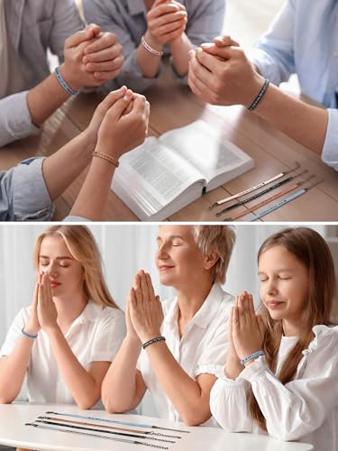 Image of Sureio 15 Pcs Christian Gift Bracelets for Women Men Inspirational Leather Religious Bible Verse God Faith Scripture Bracelet
