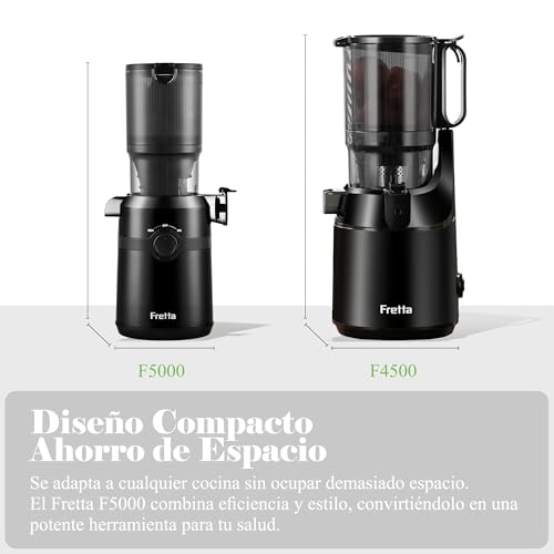 Fretta Extractor de Zumos y Verduras, Apertura de 108MM y Capacidad de 1L, Licuadora Prensado en Frio para Verduras Frutas Enteras, 200W Slow Juicer Machine, Fácil Montaje y Limpieza,Sin BPA(Negro,1L) - imagen 5
