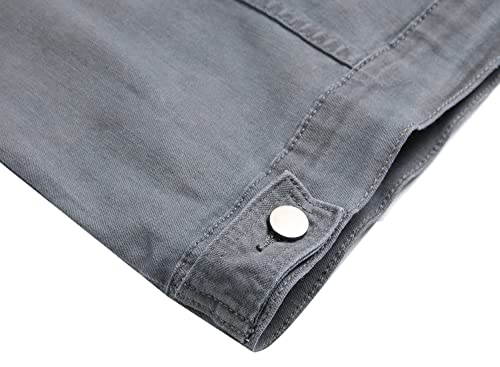 LAMKUKU Mens Denim Jacket Ripped Slim Jean Jacket Coat for Men