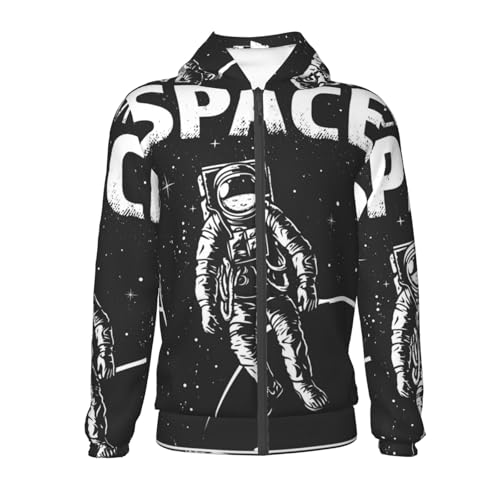 Astronaut at Spacewalk Kids Pullover Hoodies Boys Zip Up Sweatshirts Girls Athletic Clothes with Pocket2