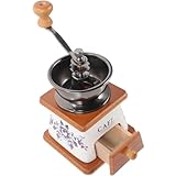 POPETPOP Kaffeemühle Vintage aus Keramik und Eisen mit Manuellem Mahlwerk Kompaktes Design für Kaffee und Andere Körner für Zuhause und Küche