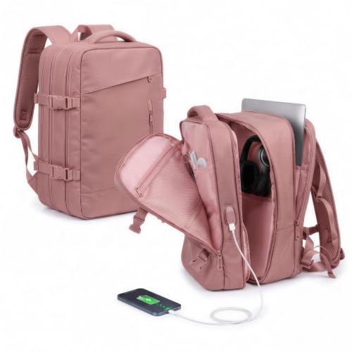 Mochila de Viagem Expansível 40L Impermeável Para Avião e Notebook USB 10kg