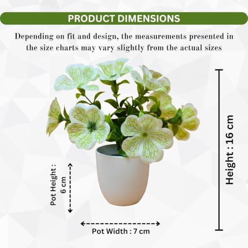 Image of fancymart Artificial Real Touch Flower Plant with Pot (Pack of 2), 16 cm Height, Decorative Faux Floral Plant for Home, Office, Living Room, Bedroom, Table & Shelf Decor