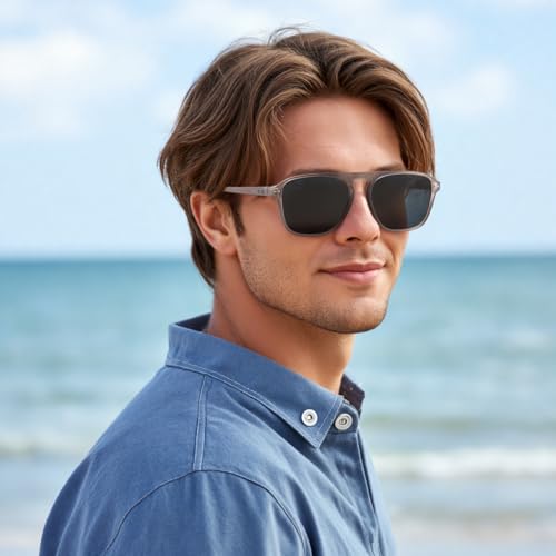 FEISEDY Polarized Aviator Mens Sunglasses Square Modern Women Vintage Style Acetate Frame UV400 B01913
