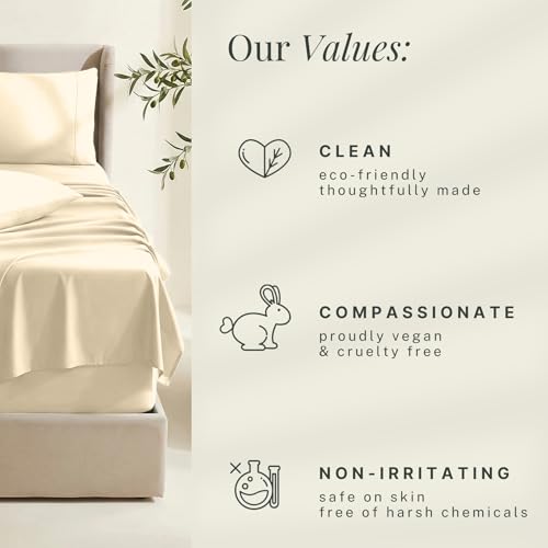 Image of Hearth & Harbor Extra Deep Pocket Sheets - Fits Mattress 18-24 Inches Deep - Extra Deep Pocket Twin Sheets Sets - 4 Piece Twin Size - Cream