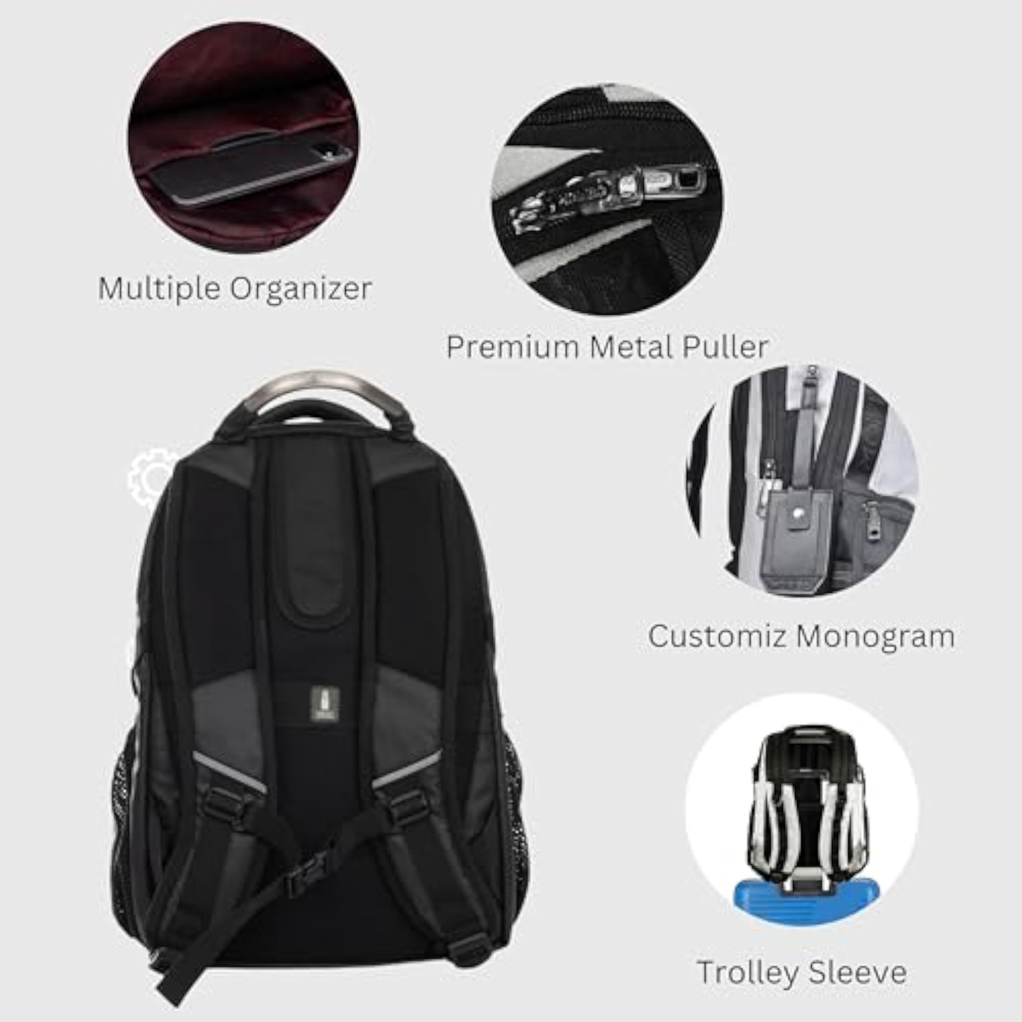 Capo Grey and Black Laptop Backpack for Men