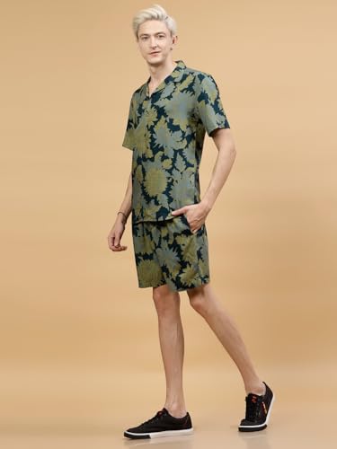 Image of Rigo Printed Co-Ord Set for Men's | Casual Shirt & Shorts Night Suit Set | Lounge-wear Nightdress Pajama Set for Men's | Night Wear, Beach Wear, Vacation Wear Outfit