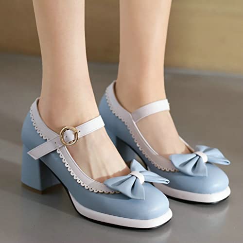 LUXMAX Women Bow Mary Jane Wingtip Shoes Platform Chunky High Heel Oxford Kawaii Pumps Block Heel Buckle Cute Pumps2