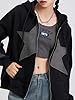 Yoisdtxc Women Y2k Zip Up Hoodie Vintage Star Graphic Long Sleeve Oversized Sweatshirt Harajuku Grunge Hooded Jackets (A-Black, S) #4