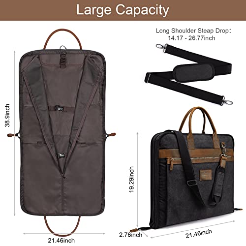S-Zone Garment Bag For Travel Canvas Leather Carry On Suit Bag For Men Women #TOP2