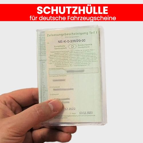 GHADA „Fahrzeugschein Hülle 3-teilig – Transparente Schutzfolie für Fahrzeugschein, Made in Germany, Robuste, langlebige Aufbewahrung“ dokumentenechte Ausweishülle, kristallklar und passgenau (1)