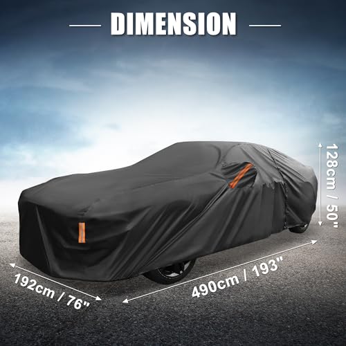 Image of X AUTOHAUX Car Cover for Ford for Mustang Aluminum Film Outdoor Waterproof Sun Rain Snow Hail Protection with Driver Door Zipper