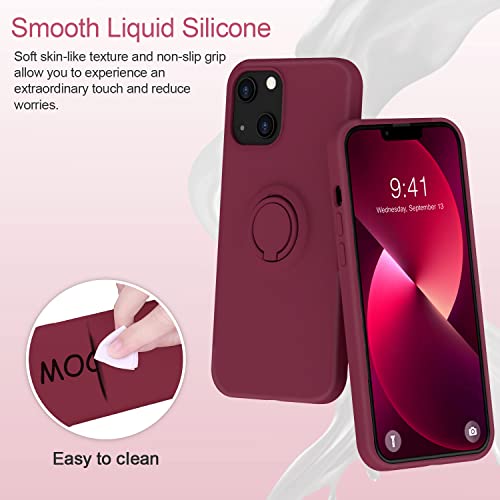Mocca [5 In 1 Compatible With Iphone 13 Case With Ring Kickstand,With 2 Pack Screen Protector + 2 Pack Camera Lens Protector, Full-Body Anti-Scratch Phone Case For Iphone 13 6.1Inch - Winered #TOP3
