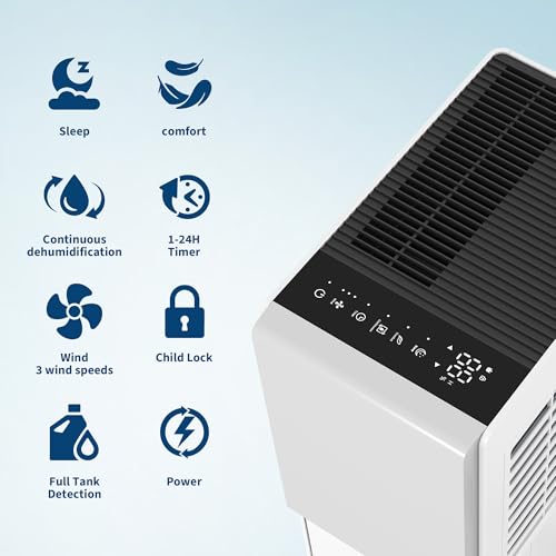 Image of GarveeHome 3500 Sq. Ft Dehumidifier, Max 85 Pint /Day Energy Star Most Efficient 2025 Smart Compressor Dehumidifier for Basement with Drain Hose, Smart Humidity Control,Dehumidifiers for home