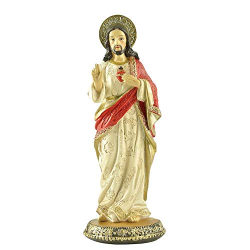 Statue du Sacré-Cœur de Jésus : source de paix spirituelle peinte à la main