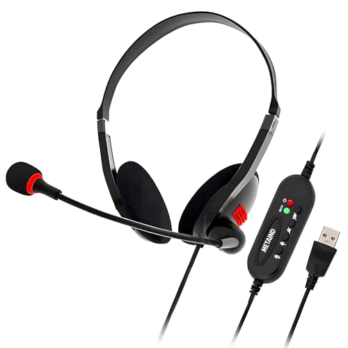 Image of USB Headphone with Noise-Canceling Mic | Ideal for Teams, Zoom, Office & Call Center Use | Comfortable Wired Headset for PC & Laptop | Model: Meta MT440 (Black)