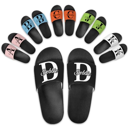 Custom Slides Slippers, Personalized Slippers Sandals with Picture Text, Indoor Outdoor Comfort Sandals, Custom Open Toe Shoes Gifts for Women Men Kids Couples Family, Non Slip Shower Beach Slides