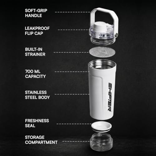 Image of Shifter Nitro Stainless Steel Protein Shaker Bottle 750ml | Leakproof Gym Shaker with Mixing Ball | BPA Free Steel Blender Bottle for Whey Protein, BCAA, Pre Workout & Fitness Drinks