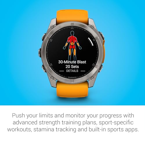 Image of Garmin Fenix 8, 51mm, AMOLED, Sapphire, Smartwatch, Titanium with Spark Orange /Graphite Silicone Band