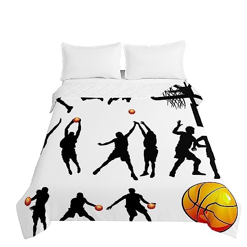 Odot Colcha Bouti de Verano, 3D Deportes Estampado Suave Microfibra Multiusos Cubrecama Lavable Acolchada Edredón Manta para Cama de Infantil Individual Matrimonio (220x240cm,Baloncesto 9)