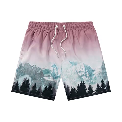 Short de bain hawaïen pour homme avec imprimé palmiers et insert en filet