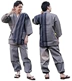 [遊楽庵] しじら織り作務衣 メンズ �