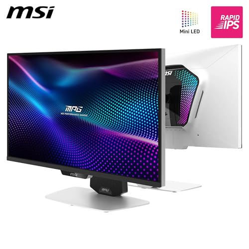 Miniatura 2 de MSI MPG 274URDFW E16M Monitor gaming 4K UHD de 27 pulgadas, 3840x2160 IPS rápido, 0,5 ms, DisplayHDR 1000, Mini-LED, Modo dual, HDMI 2.1, DP 1.4a, USB C 98WPD, Ajustable en inclinación, altura, Blanco