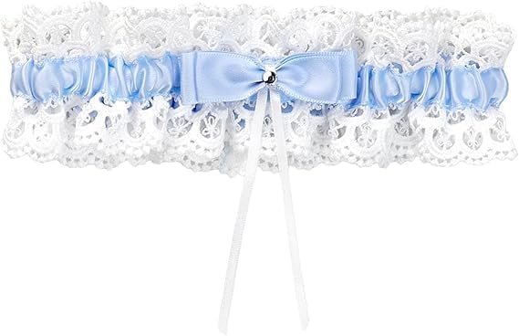 Garters for Bride, Blue Lace Floral Garters, Bowknot Stretchable Leg Garter, Wedding Gifts, Elegant Wedding Accessories for Women, Bridal Legs Prom Garter Set