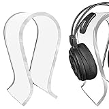 Geekria Acrylic Omega Headphones Stand for Large Over-Ear Headphones, Gaming Headset Holder, Desk Display Hanger Compatible with AKG K701 Q701, Sennheiser, HiFiMAN, Beyerdynamic - Clear