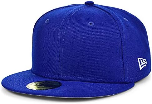 New Era Blank Custom 59FIFTY Fitted Flat Bill Cap, RoyalBlue 7 3/8