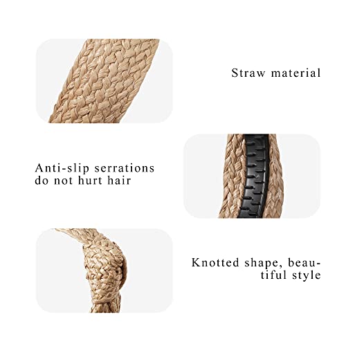 Ivyu Headbands For Women Girls Straw Head Bands No Slip Fashion For Women Diademas Para Mujer De Moda Cute Headband Braid Top Knot Head Band Summer Hair Bands Beach Hair Accessories #TOP2
