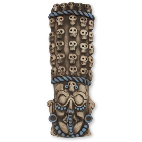 NOVICA Decorative Archaeological Large Ceramic Mask, Earthtone, 'Maya Tzompantli'