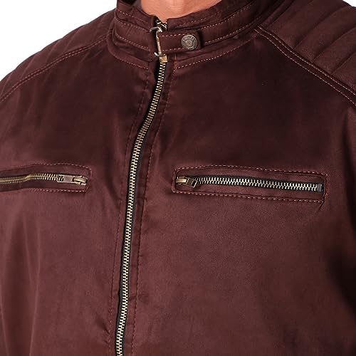 Image of Leather Retail Men's Suede Coffee Faux Leather Jacket