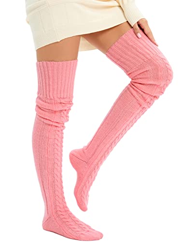 Image of Women's Thigh High Knitted Winter Boot Socks Vintage Extra Long Leg Warmer Over Knee High Stockings