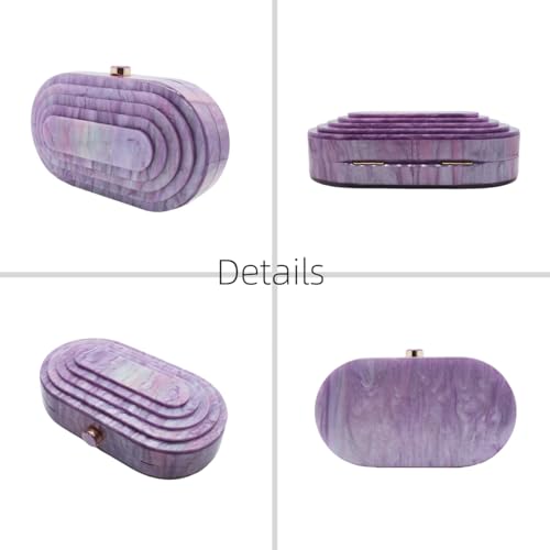 Image of Acrylic Evening Clutch Bag for Women Shell Shape Shoulder Crossbody Bag Glitter Marble Purse Handbag