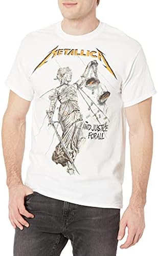 Metallica Men's shirtmetallica ํฐ์
์ธ metallica ๆคcamiseta Allืืืืฆืช ืื Allุชูุดูุฑุช ุจุนุจุงุฑุฉ ู
ู ู
ูุชุงููcamiseta Allmetallica Justice for All T-Shirt, White