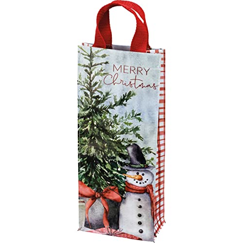 Primitives-by-Kathy-113626-Merry-Christmas-Wine-Tote-Multicolor Primitives by Kathy 113626 Merry Christmas Wine Tote Multicolor