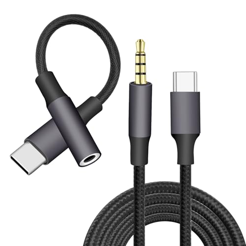 Evavii USB C auf aux kabel 1M & Adapter USB C auf Klinke, Aux Adapter zu 3.5mm Kopfhörer für iPhone 15 Pro Hua-wei P40/P30/P20/Mate20,S22/S21/S20/Note