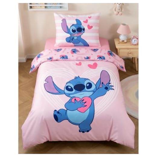 Wende Bettwäsche-Set Disney Stitch 100% Baumwolle, Bettbezug 135 x 200 cm, Kissenbezug 80 x 80 cm