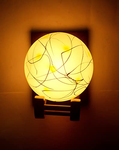Image of Traditional Indoor Wall Light Wall Lamp Wood Light for Home Decoration,Living Room,Indoor Outdoor (Brown) Globe Shape Wooden 5 to 80 Watts E27 Holder(Bulb not Included) Pack of 1