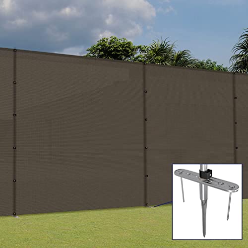 Windscreen4Less Outdoor Fence Fencing Kit With Poles Ground Spikes Privacy Fence For Dog Yard Pool Garden Safety Chicken Fence Temporary Removable Stainless Steel Poles Brown 6'X24' #TOP5
