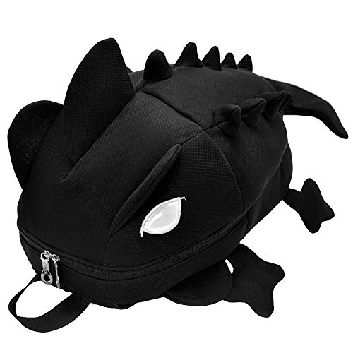 LOCOMO Mochila de dragão 3D dinossauro casual com pontas adulto lagarto fofo 2 tamanhos disponíveis BPK005BLKL, Preto, Large (Can Put In A4 Sized), Mochilas Daypack