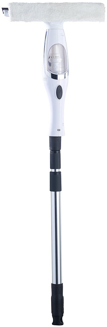 Sichler Haushaltsgeräte Fenstersauger Teleskop: Akku-Fenstersauger-Set mit Teleskopstab (bis 119 cm) & Zubehör (mit Teleskopstange, Fensterreinigung, Spray)