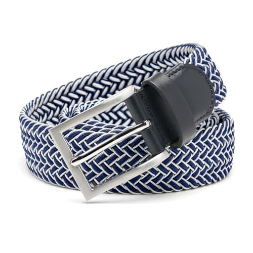 Image of Men's Stretch Braided Elastic Woven Canvas Golf Belt, multicolor,1 3 /8 inch